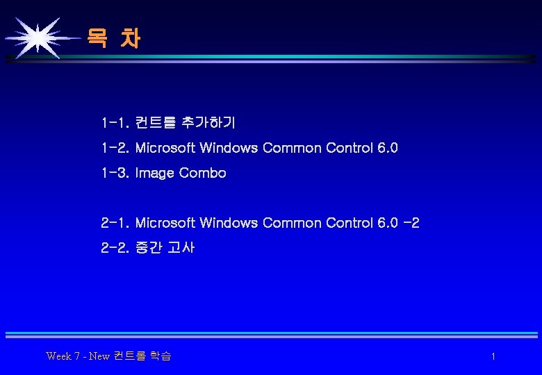 목 차 1 -1. 컨트롤 추가하기 1 -2. Microsoft Windows Common Control 6. 0