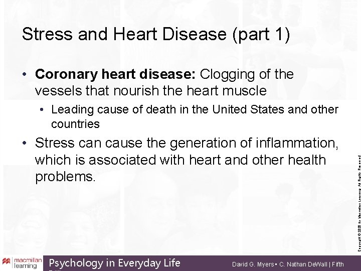 Stress and Heart Disease (part 1) • Coronary heart disease: Clogging of the vessels