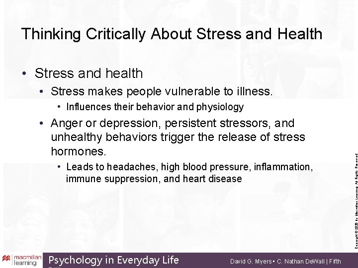 Thinking Critically About Stress and Health • Stress and health • Stress makes people