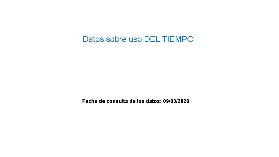 Datos sobre uso DEL TIEMPO Fecha de consulta de los datos: 09/03/2020 