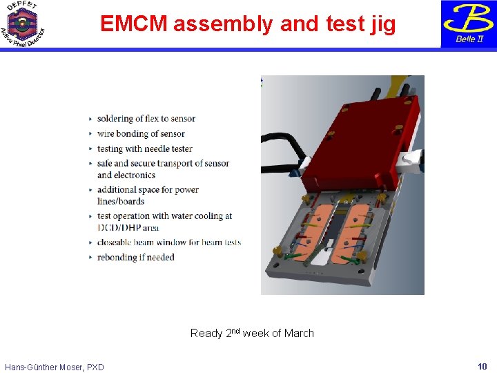 EMCM assembly and test jig Ready 2 nd week of March Hans-Günther Moser, PXD