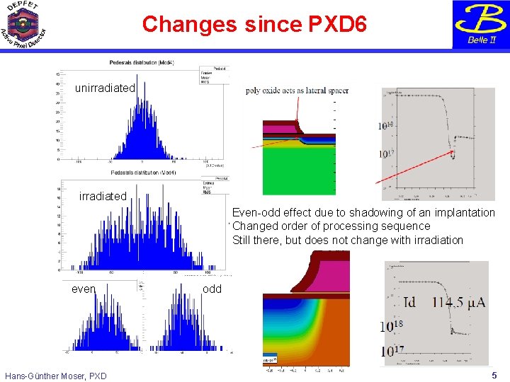 Changes since PXD 6 unirradiated Even-odd effect due to shadowing of an implantation Changed