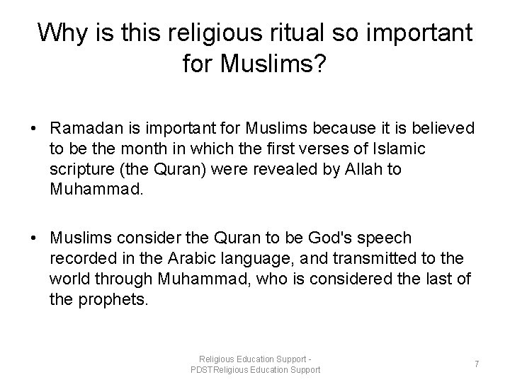 Why is this religious ritual so important for Muslims? • Ramadan is important for