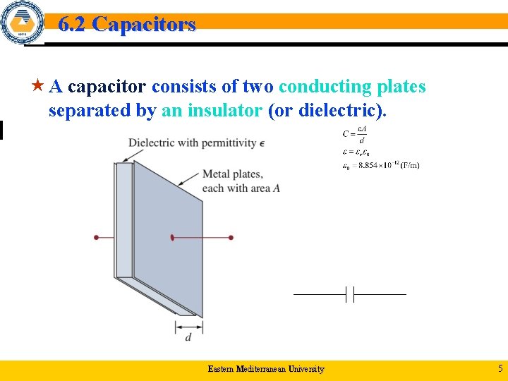 6. 2 Capacitors « A capacitor consists of two conducting plates separated by an