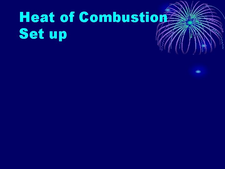 Heat of Combustion Set up 