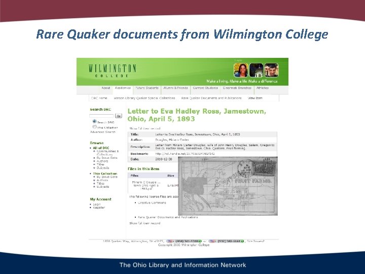 Rare Quaker documents from Wilmington College 