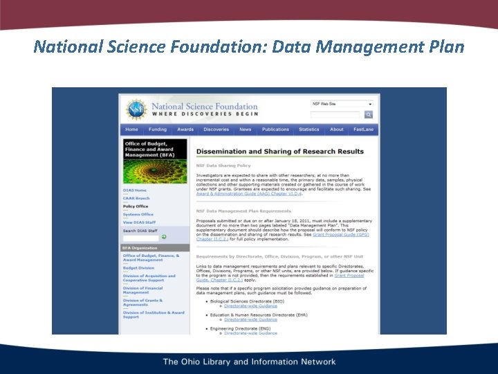 National Science Foundation: Data Management Plan 