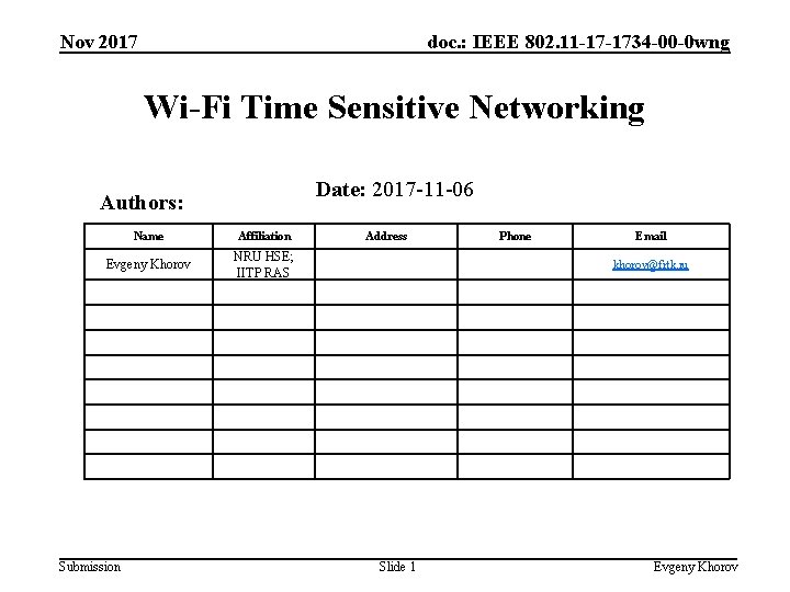 Nov 2017 doc. : IEEE 802. 11 -17 -1734 -00 -0 wng Wi-Fi Time