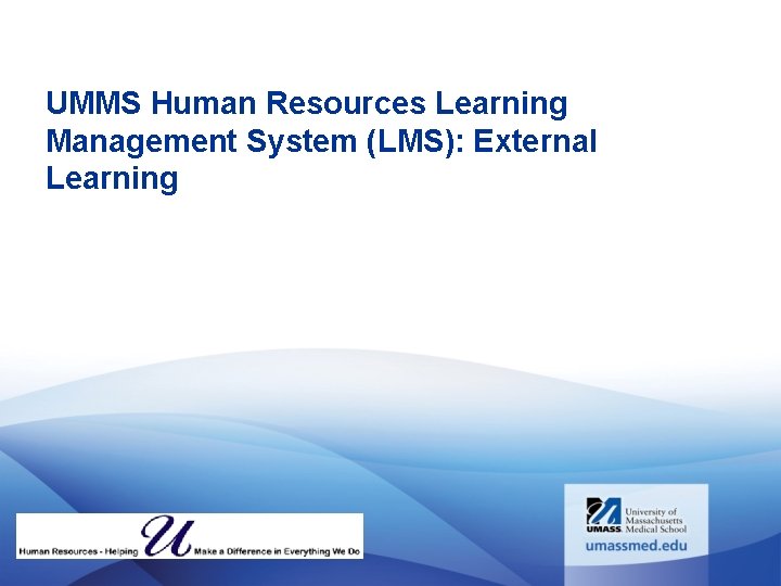 UMMS Human Resources Learning Management System (LMS): External Learning 