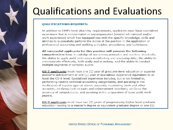 Qualifications and Evaluations 