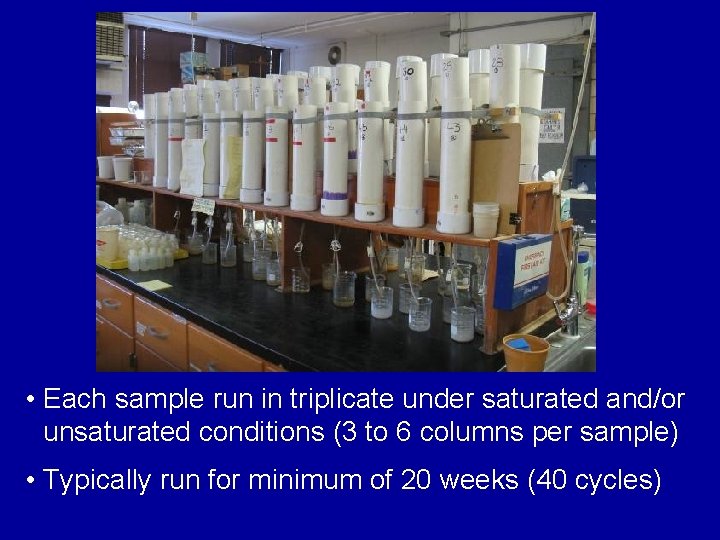  • Each sample run in triplicate under saturated and/or unsaturated conditions (3 to