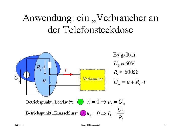 Anwendung: ein „Verbraucher an der Telefonsteckdose Es gelten Ri·i U 0 i Verbraucher u