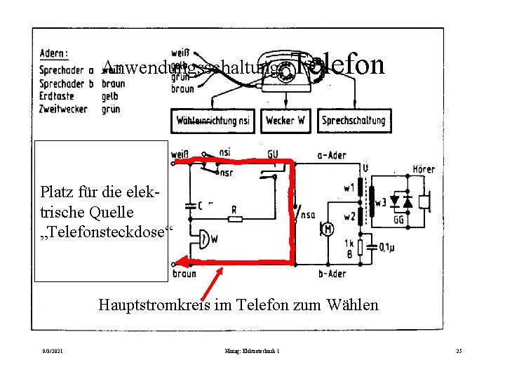 Anwendungsschaltung: Telefon Platz für die elektrische Quelle „Telefonsteckdose“ Hauptstromkreis im Telefon zum Wählen 9/3/2021