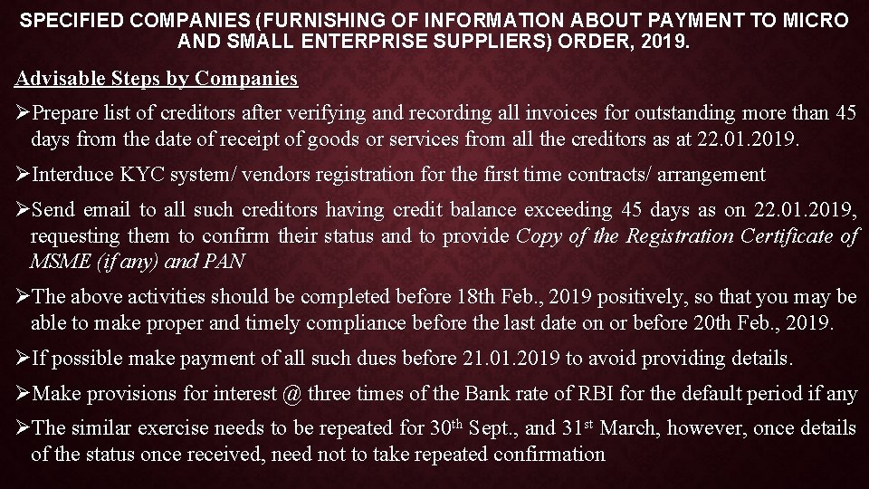 SPECIFIED COMPANIES (FURNISHING OF INFORMATION ABOUT PAYMENT TO MICRO AND SMALL ENTERPRISE SUPPLIERS) ORDER,