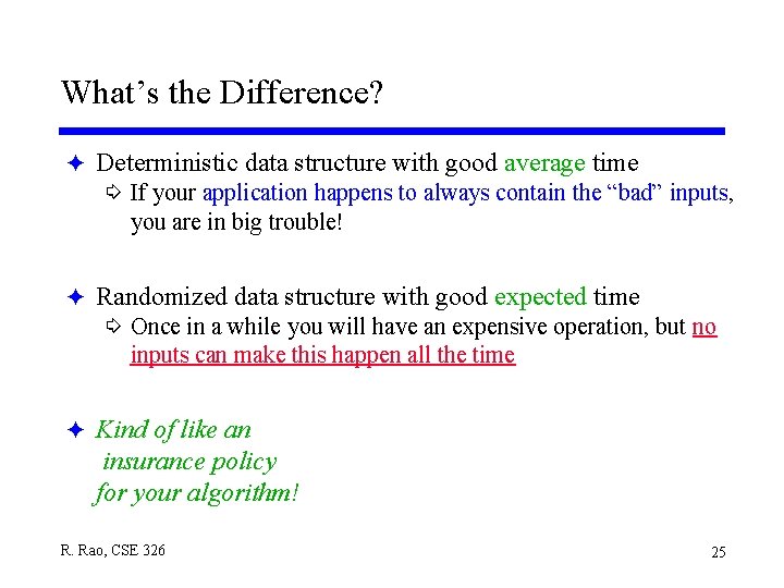What’s the Difference? F Deterministic data structure with good average time í If your What’s the Difference? F Deterministic data structure with good average time í If your