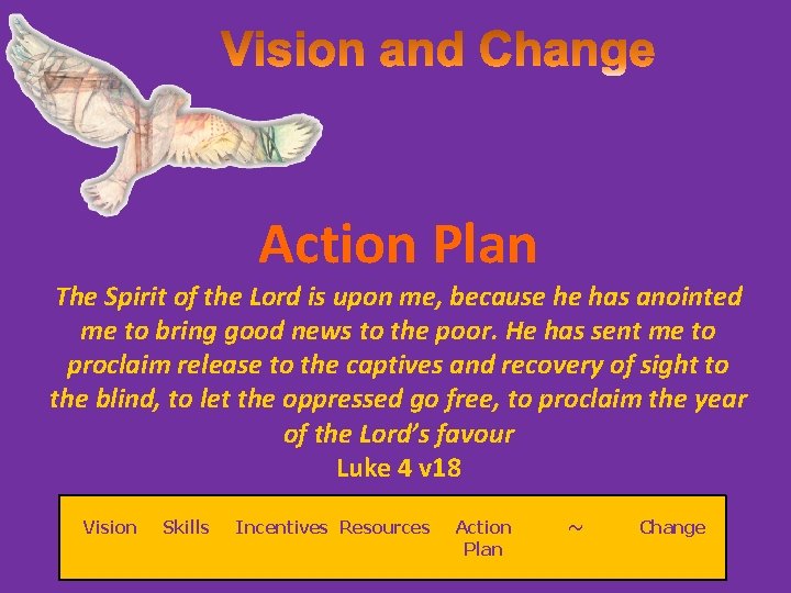 Action Plan The Spirit of the Lord is upon me, because he has anointed