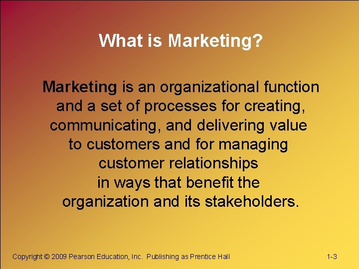 What is Marketing? Marketing is an organizational function and a set of processes for