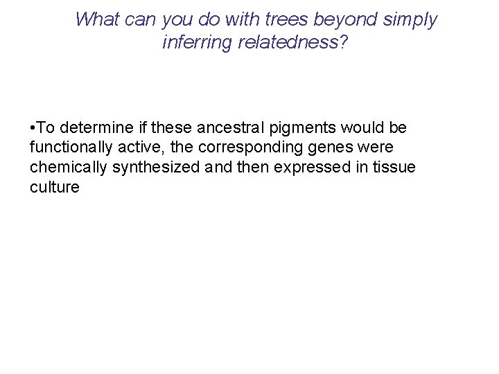 What can you do with trees beyond simply inferring relatedness? • To determine if