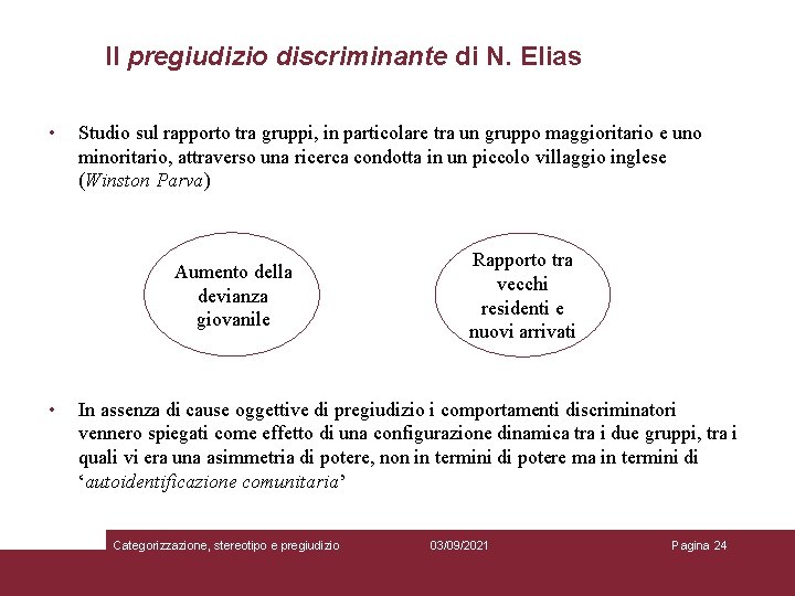 Il pregiudizio discriminante di N. Elias • Studio sul rapporto tra gruppi, in particolare