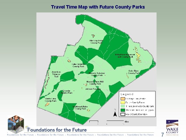 Travel Time Map with Future County Parks 7 