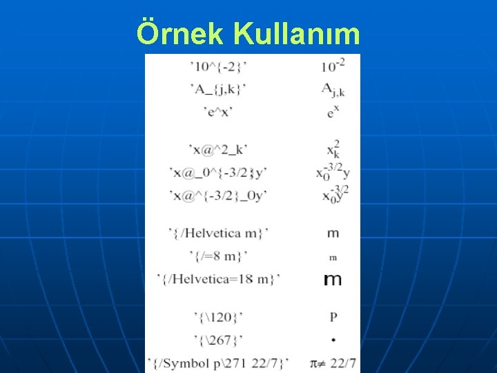 Örnek Kullanım 