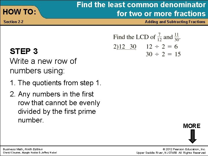 HOW TO: Find the least common denominator for two or more fractions Section 2