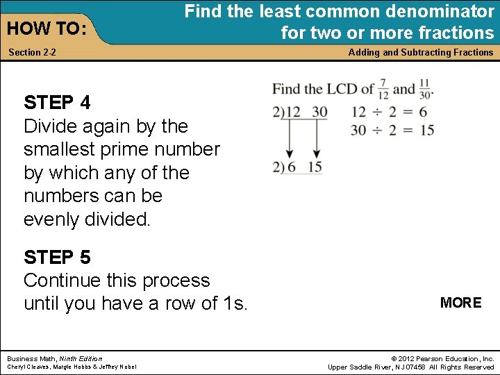 HOW TO: Find the least common denominator for two or more fractions Section 2