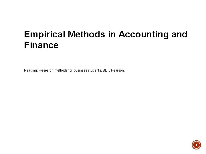 Empirical Methods in Accounting and Finance Reading Research