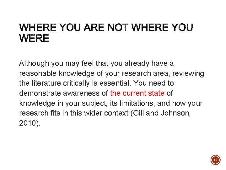 Although you may feel that you already have a reasonable knowledge of your research