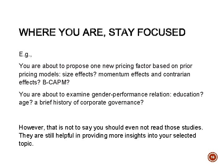 E. g. , You are about to propose one new pricing factor based on