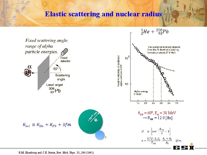 Elastic scattering and nuclear radius θ 1/4 = 600, Eα = 30 Me. V