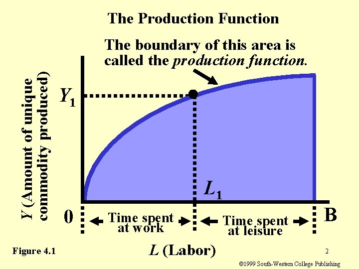 The Production Function Y (Amount of unique commodity produced) The boundary of this area The Production Function Y (Amount of unique commodity produced) The boundary of this area
