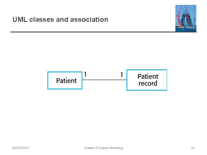 UML classes and association 30/10/2014 Chapter 5 System Modeling 19 