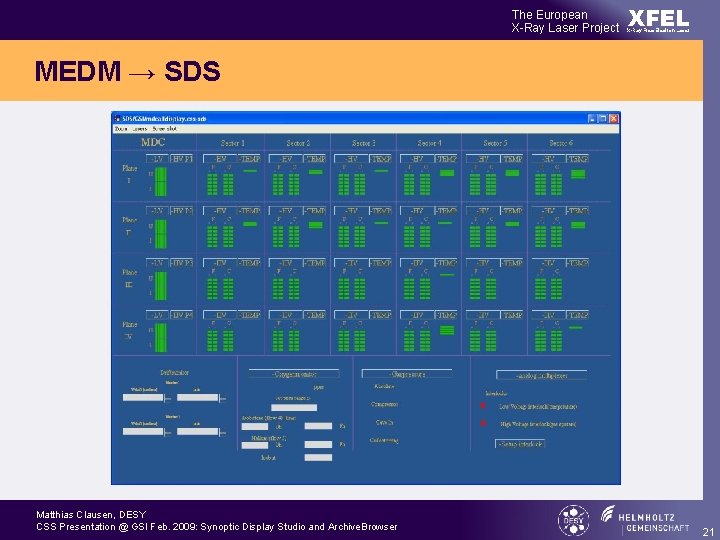 The European X-Ray Laser Project XFEL X-Ray Free-Electron Laser MEDM → SDS Matthias Clausen,