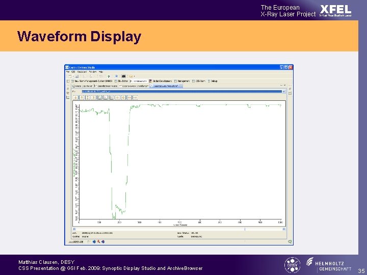 The European X-Ray Laser Project XFEL X-Ray Free-Electron Laser Waveform Display Matthias Clausen, DESY