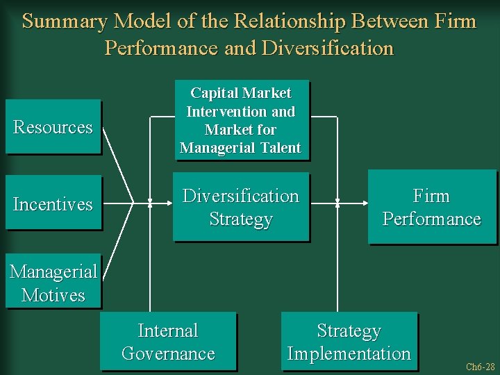 Summary Model of the Relationship Between Firm Performance and Diversification Resources Capital Market Intervention