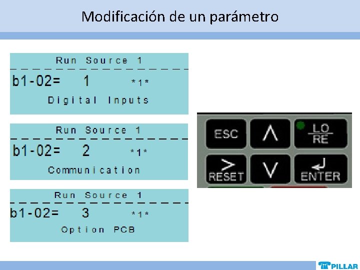 Modificación de un parámetro Modificación de un parámetro