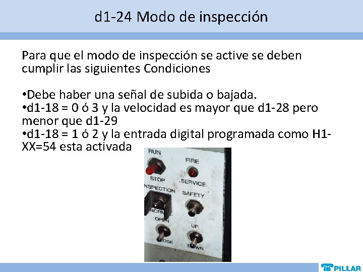 d 1 -24 Modo de inspección Para que el modo de inspección se active d 1 -24 Modo de inspección Para que el modo de inspección se active
