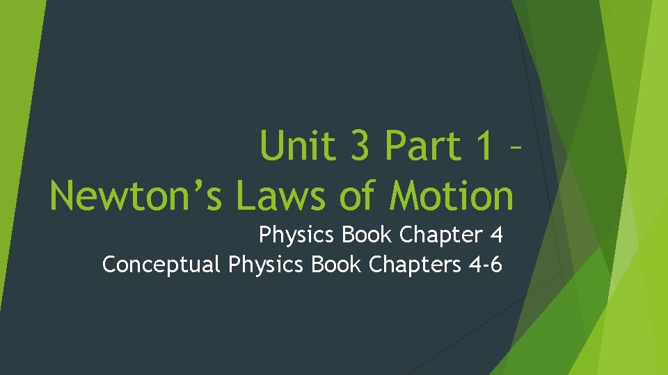 Unit 3 Part 1 – Newton’s Laws of Motion Physics Book Chapter 4 Conceptual