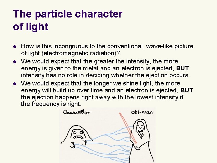 The particle character of light l l l How is this incongruous to the