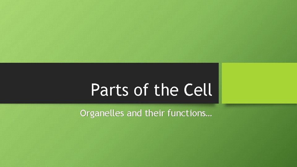 Parts of the Cell Organelles and their functions… 