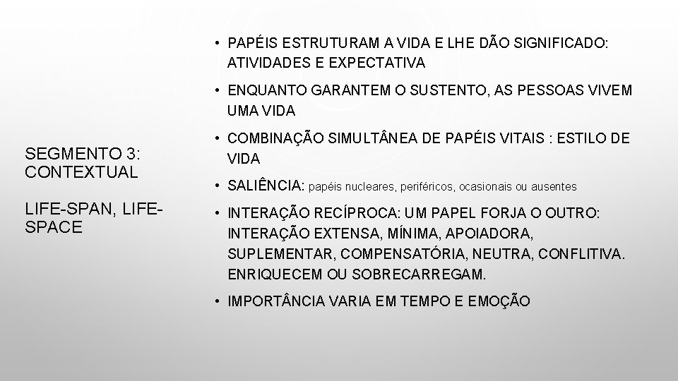  • PAPÉIS ESTRUTURAM A VIDA E LHE DÃO SIGNIFICADO: ATIVIDADES E EXPECTATIVA •