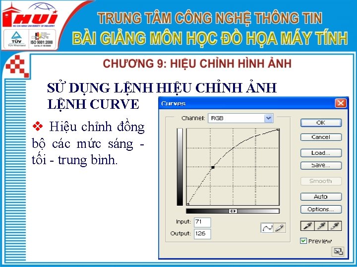 SỬ DỤNG LỆNH HIỆU CHỈNH ẢNH LỆNH CURVE v Hiệu chỉnh đồng bộ các