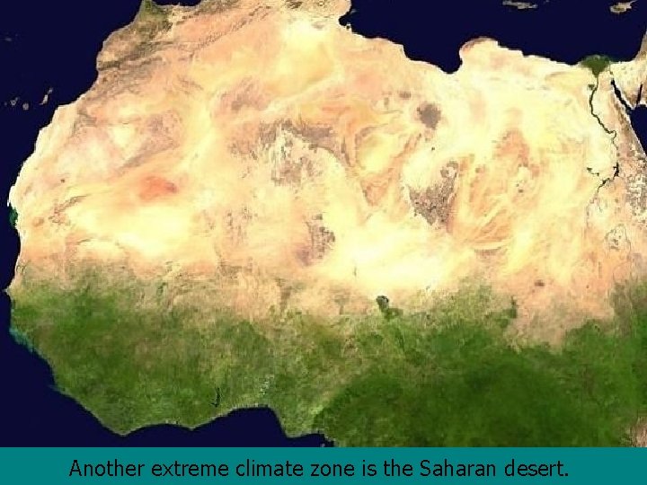 Another extreme climate zone is the Saharan desert. 