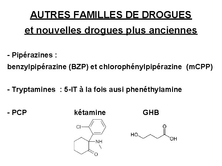 AUTRES FAMILLES DE DROGUES et nouvelles drogues plus anciennes - Pipérazines : benzylpipérazine (BZP)