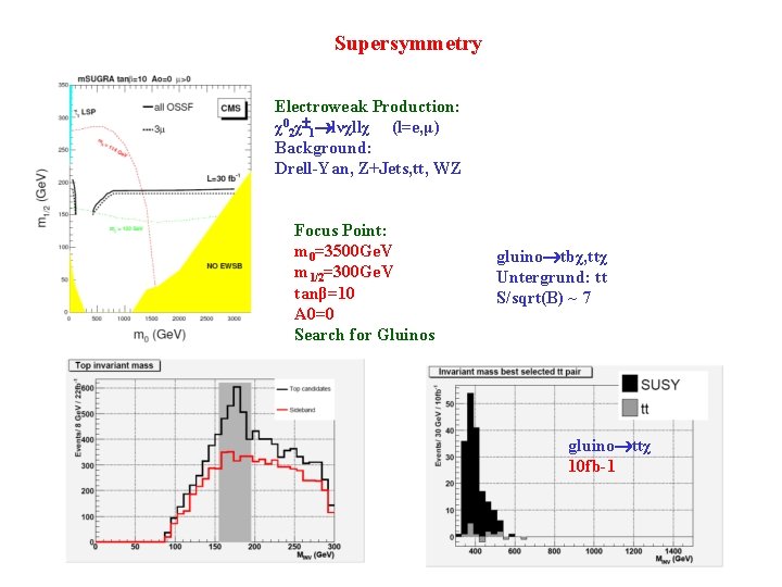 Supersymmetry Electroweak Production: χ02χ 1 lνχllχ (l=e, μ) Background: Drell-Yan, Z+Jets, tt, WZ Focus