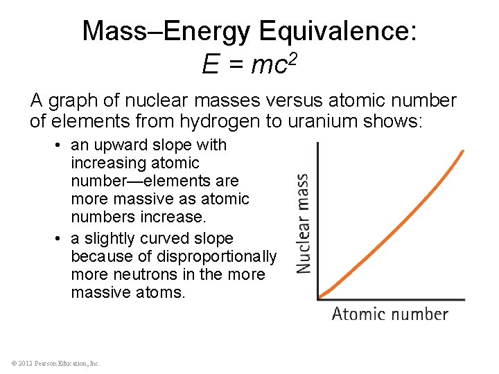 Mass–Energy Equivalence: E = mc 2 A graph of nuclear masses versus atomic number