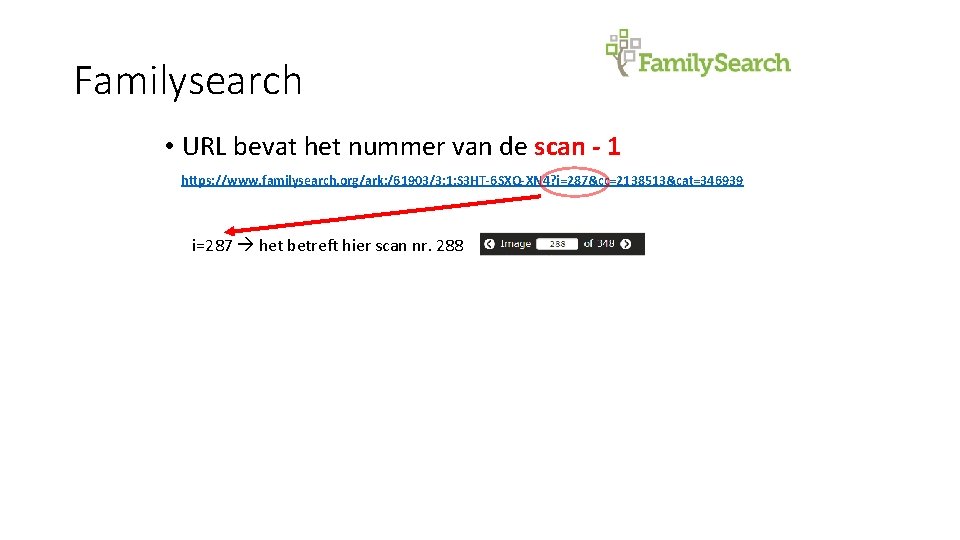 Familysearch • URL bevat het nummer van de scan - 1 https: //www. familysearch.