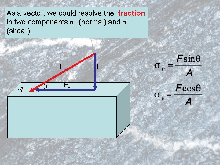 As a vector, we could resolve the traction in two components σ n (normal)