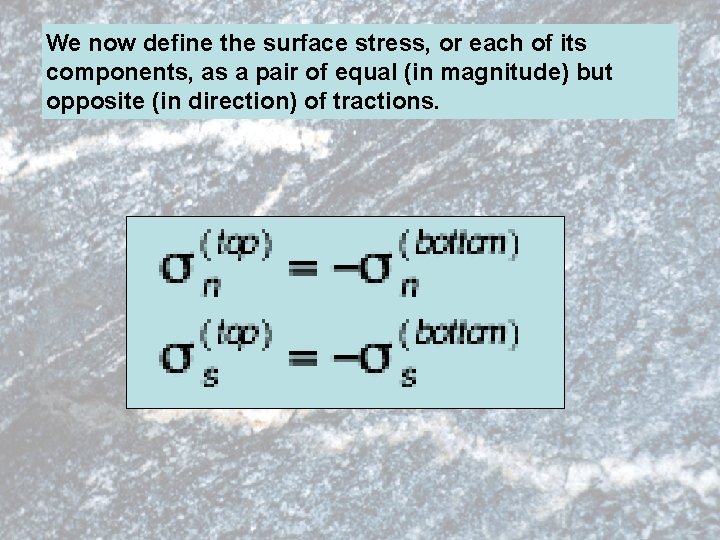 We now define the surface stress, or each of its components, as a pair